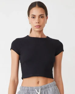 MONROW Supersoft Rib Mini Crew FADEDBLACK Cheap